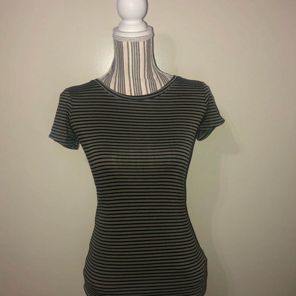 Green stripped dress.